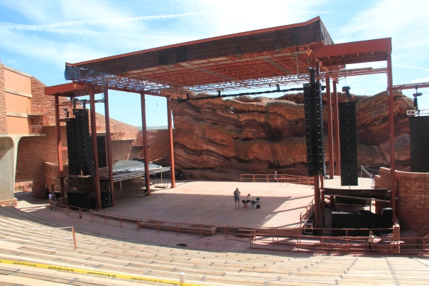 The stage at Red Rocks, right where Kaitlyn lands.